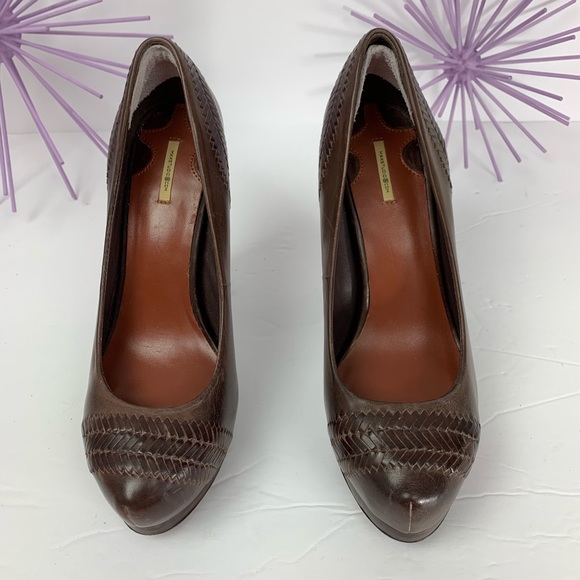 Max Studio Alisa /Brown Basket Weave Platform Heel - Picture 2 of 7